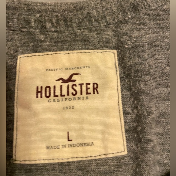 5/$25 Hollister quarter length grey shirt with lace design on front. - Picture 2 of 4